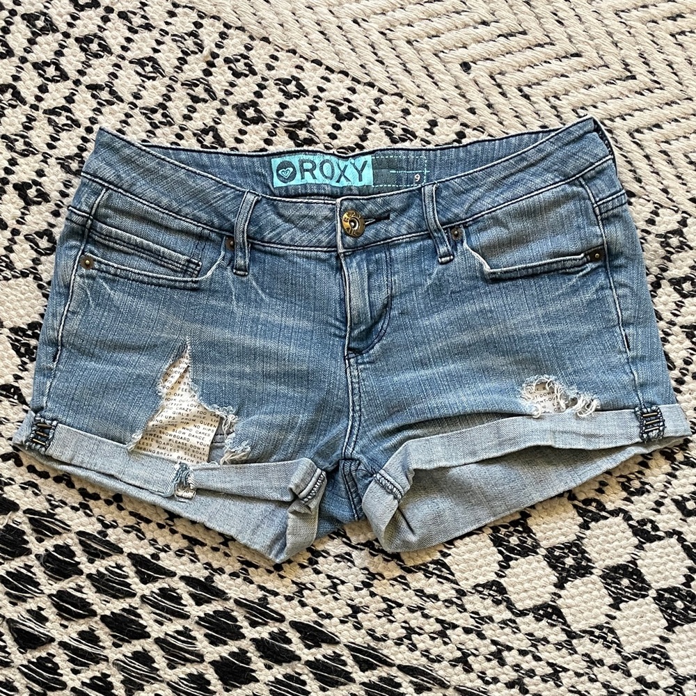 Roxy Distressed Blue Jean Shorts